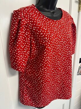Mellóday Red & white top ladies size L VGUC